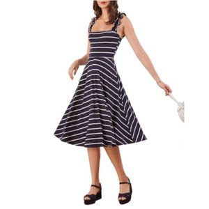 Reformation Navy Striped Dress with pockets, S